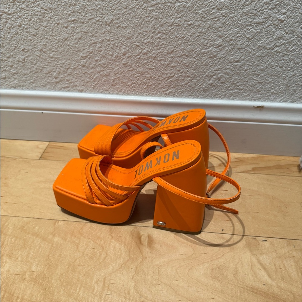 Vibrant Orange Platform Sandals - image 2